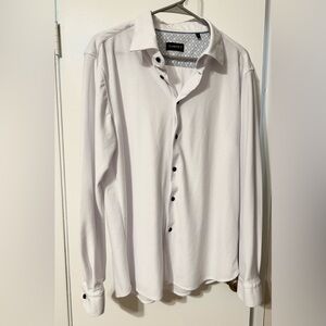 Garnet Classic White Button-Down Shirt with Black Buttons